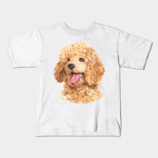 Apricot Toy Poodle Watercolor Art Kids T-Shirt